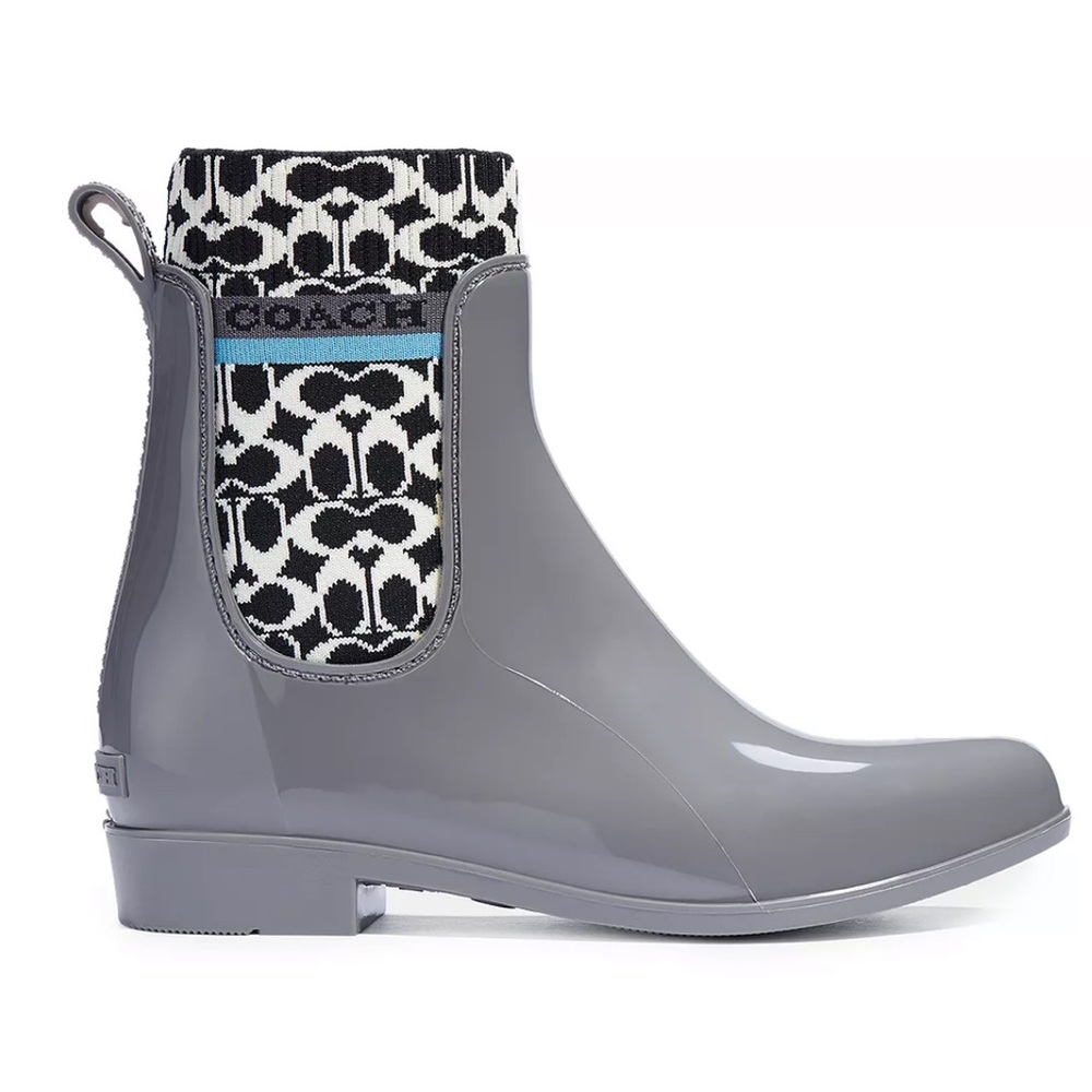 COACH Women's Rivington Logo Knit Lining Rain Boots